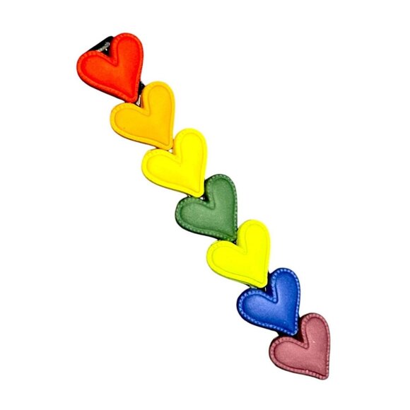 PRIDE HEARTS RAINBOW HAIR BARRETTE - Picture 1 of 8